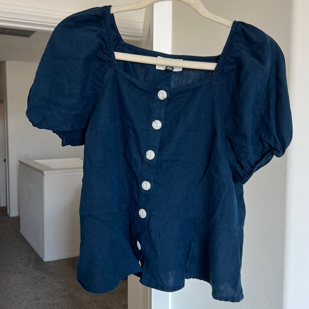 Linen peplum top